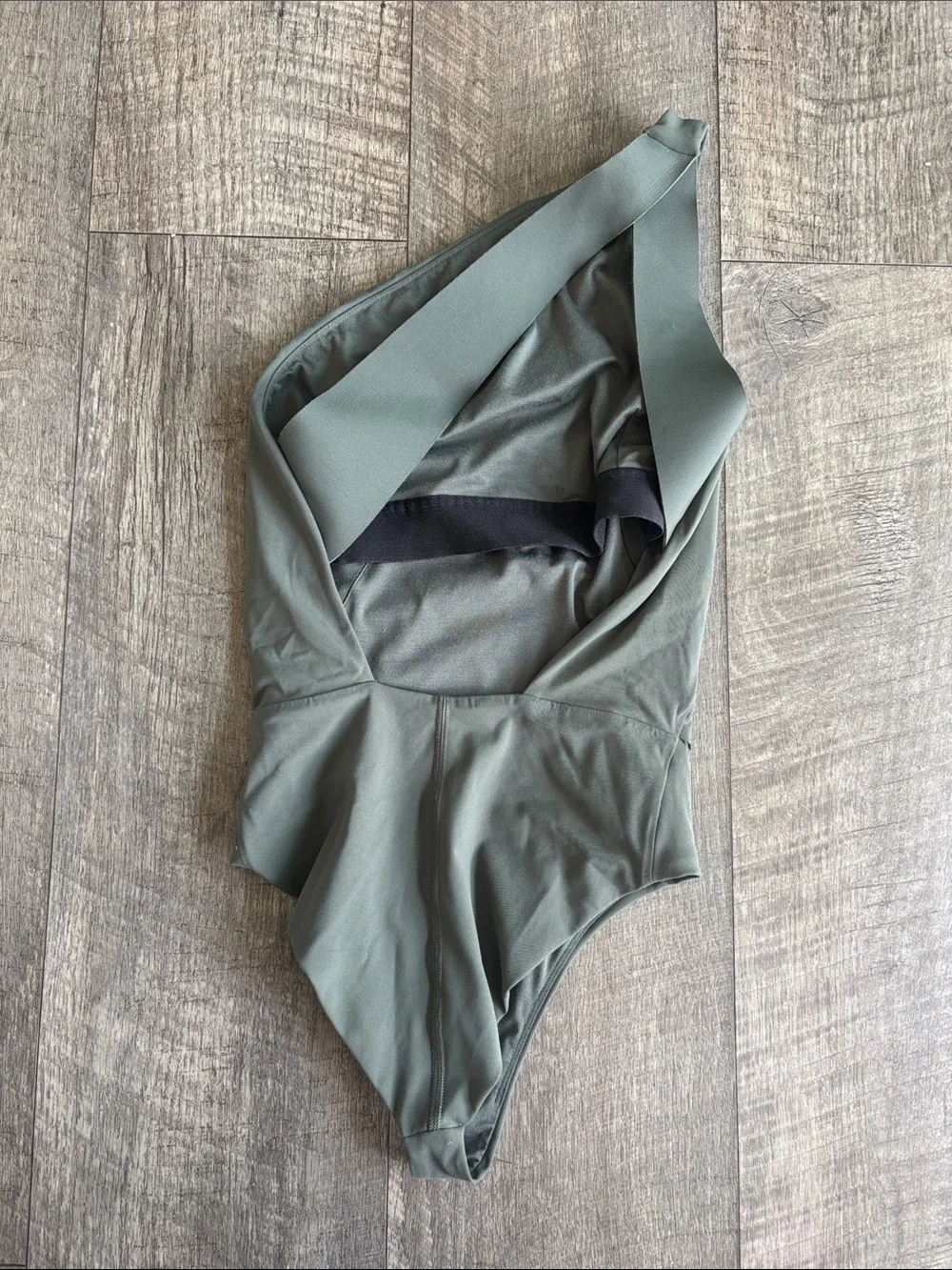 lululemon athletica Asymmetric One-Shoulder Bodysuit in Sage